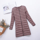 Women Winter Coats Puffer Jacket Down Coat Fall/Winter Down Jacket Female Round Neck Solid Color White Duck Down Coat