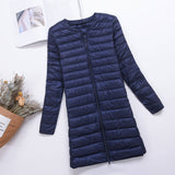 Women Winter Coats Puffer Jacket Down Coat Fall/Winter Down Jacket Female Round Neck Solid Color White Duck Down Coat