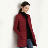 Women Winter Coats Puffer Jacket Down Coat Fall/Winter Lightweight Down Jacket Women Round Neck Mid-Length Coat Long