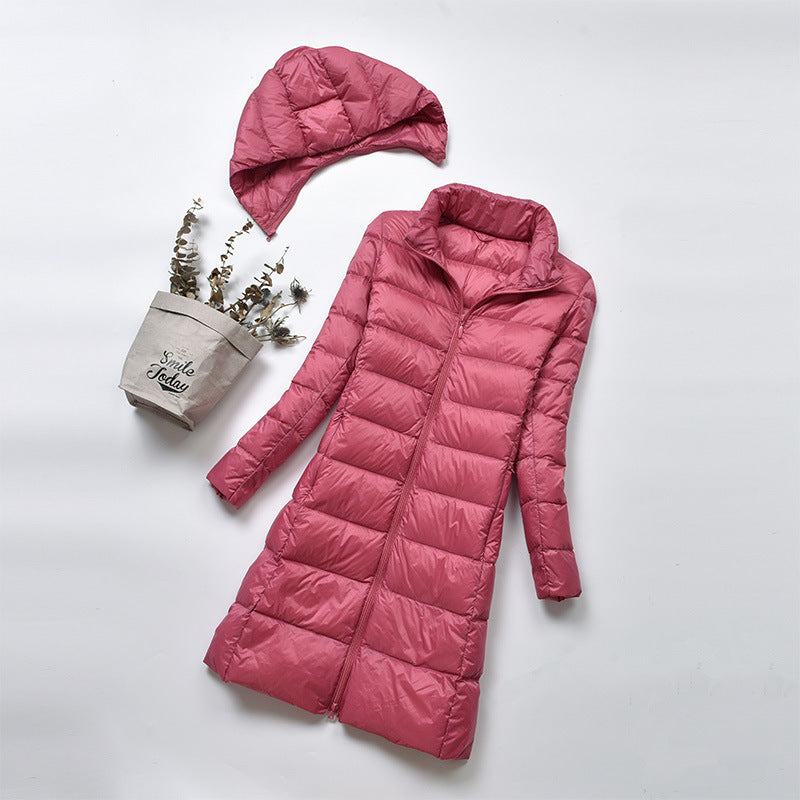 Women Winter Coats Puffer Jacket Down Coat Lightweight Down Jacket Female White Duck Down Detachable Hat Coat