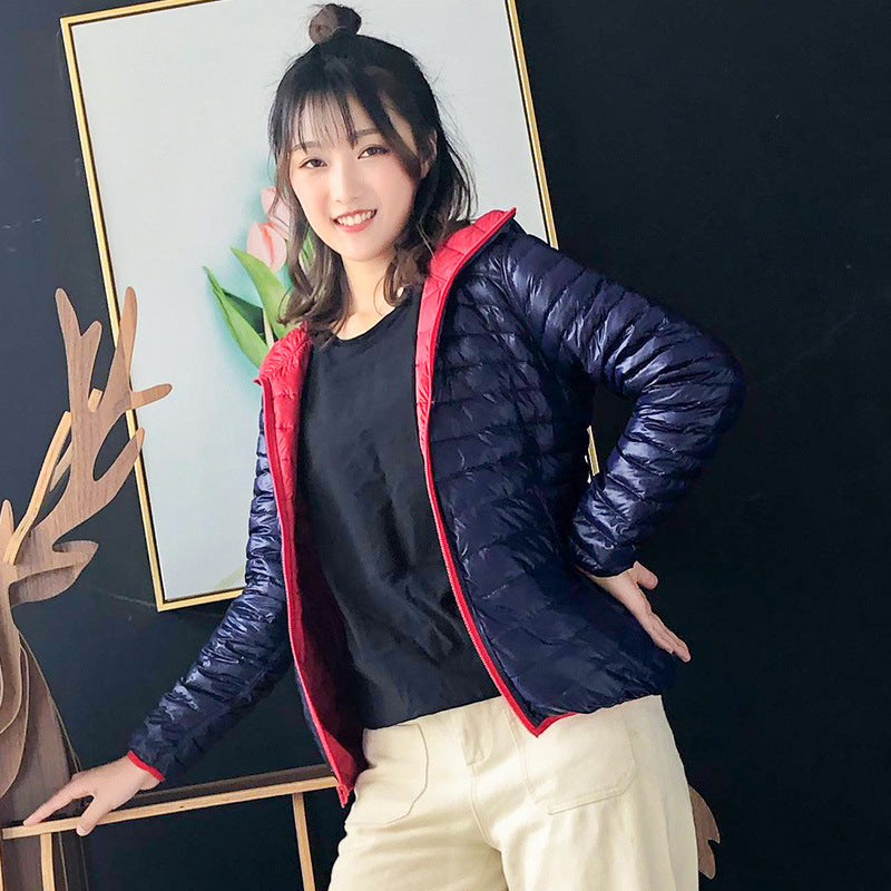 Women Winter Coats Puffer Jacket Down Coat Fall/Winter White Duck Down Jacket Women Stand Collar Double-Sided Wear
