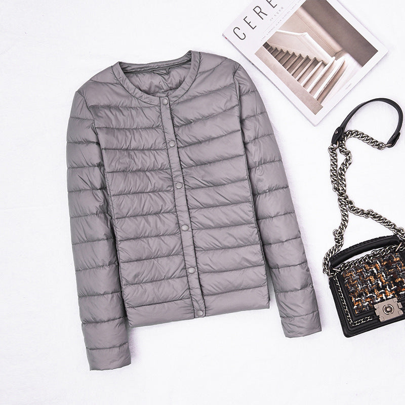 Women Winter Coats Puffer Jacket Down Coat Autumn and Winter Lightweight Round Neck Down Jacket Women's Warm Long Sleeves Coat