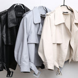 Women PU Leather Jacket Biker Motorcycle Coat New Spring and Autumn Clothing Leather Women's Short