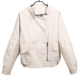 Women PU Leather Jacket Biker Motorcycle Coat Autumn and Winter Loose Comfortable Stand Collar Short PU Leather Coat