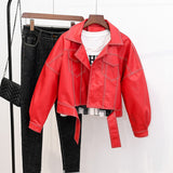 Women PU Leather Jacket Biker Motorcycle Coat Spring and Autumn Loose Short Coat Women's Jacket Top