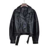 Women PU Leather Jacket Biker Motorcycle Coat Spring and Autumn Loose Short Coat Women's Jacket Top