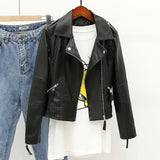 Women PU Leather Jacket Biker Motorcycle Coat Female Short Spring and Autumn Slim Fit Motorcycle Clothing