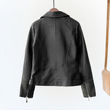 Women PU Leather Jacket Biker Motorcycle Coat Spring Rivet Suit Collar Slim Short Coat