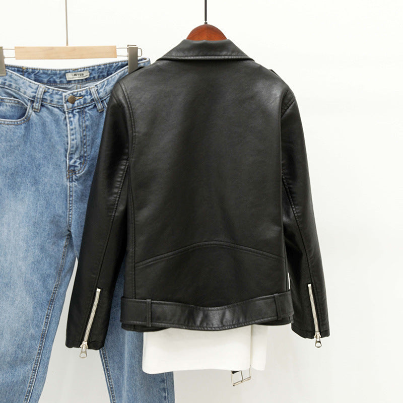 Women PU Leather Jacket Biker Motorcycle Coat Spring and Autumn Slim Thin Coat Motorcycle Clothing Women's Clothing