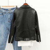 Women PU Leather Jacket Biker Motorcycle Coat Spring and Autumn Slim Thin Coat Motorcycle Clothing Women's Clothing
