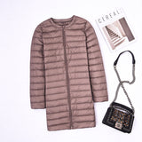Women Winter Coats Puffer Jacket Down Coat Lightweight Down Jacket Women Round Neck Long Sleeve White Duck Down Coat