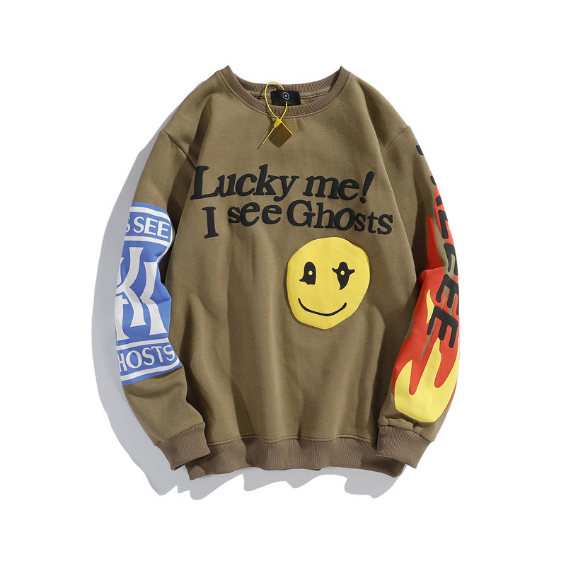 Kanye West KSG Hoodie Smiley Autumn and Winter round Neck Sweater