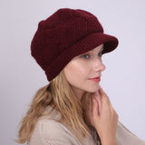 Women Winter Hats Solid Color with Fur Rabbit Wool Knitted Autumn and Winter Women Beret
