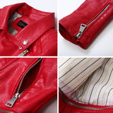 Women PU Leather Jacket Biker Motorcycle Coat Spring Leather Short Oblique Zipper Lapel Biker's Leather Jacket Coat
