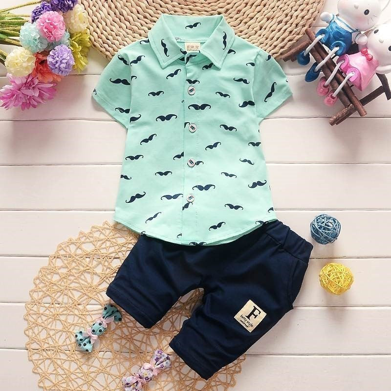 Children Boy Co Ord Summer Single-Breasted Short Sleeve 2 Piece Set