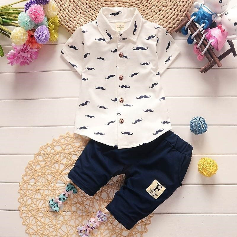 Children Boy Co Ord Summer Single-Breasted Short Sleeve 2 Piece Set