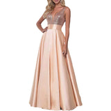 Homecoming Dresses Evening Gown Ball Gown V-neck Backless Bridesmaid Dress