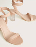 Nude Block Heels Women's Shoes Black Transparent Thick High Heel Buckle Sandals