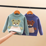 Boys Sweater Kids Cartoon Cute Knitting Sweater Baby Color-Block Crew Neck Kids' Sweater