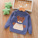 Boys Sweater Kids Cartoon Cute Knitting Sweater Baby Color-Block Crew Neck Kids' Sweater