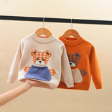 Boys Sweater Kids Cartoon Cute Knitting Sweater Baby Color-Block Crew Neck Kids' Sweater