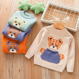 Boys Sweater Kids Cartoon Cute Knitting Sweater Baby Color-Block Crew Neck Kids' Sweater