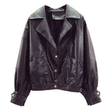 Women PU Leather Jacket Biker Motorcycle Coat Spring Autumn Short Loose Autumn PU Leather Jacket