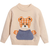 Boys Sweater Kids Cartoon Cute Knitting Sweater Baby Color-Block Crew Neck Kids' Sweater