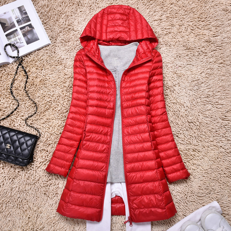 Women Winter Coats Puffer Jacket Down Coat Autumn and Winter Hooded Down Jacket Light Mid-Length Women's Coat
