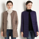 Women Winter Coats Puffer Jacket Down Coat Fall/Winter Lightweight Down Jacket Women Round Neck Mid-Length Coat Long