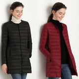 Women Winter Coats Puffer Jacket Down Coat Fall/Winter Lightweight Down Jacket Women Round Neck Mid-Length Coat Long