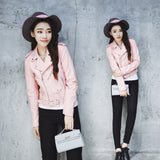 Women PU Leather Jacket Biker Motorcycle Coat Leather Coat Women's Belt PU Leather Jacket Jacket