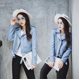 Women PU Leather Jacket Biker Motorcycle Coat Leather Coat Women's Belt PU Leather Jacket Jacket