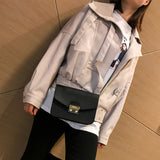 Women PU Leather Jacket Biker Motorcycle Coat Spring Wear Student BF Loose High Waist Biker's Leather Jacket Coat