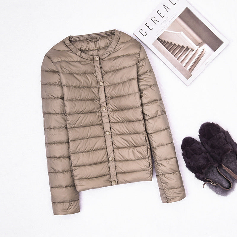 Women Winter Coats Puffer Jacket Down Coat Autumn and Winter Lightweight Round Neck Down Jacket Women's Warm Long Sleeves Coat
