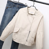 Women PU Leather Jacket Biker Motorcycle Coat Autumn and Winter Loose Comfortable Stand Collar Short PU Leather Coat