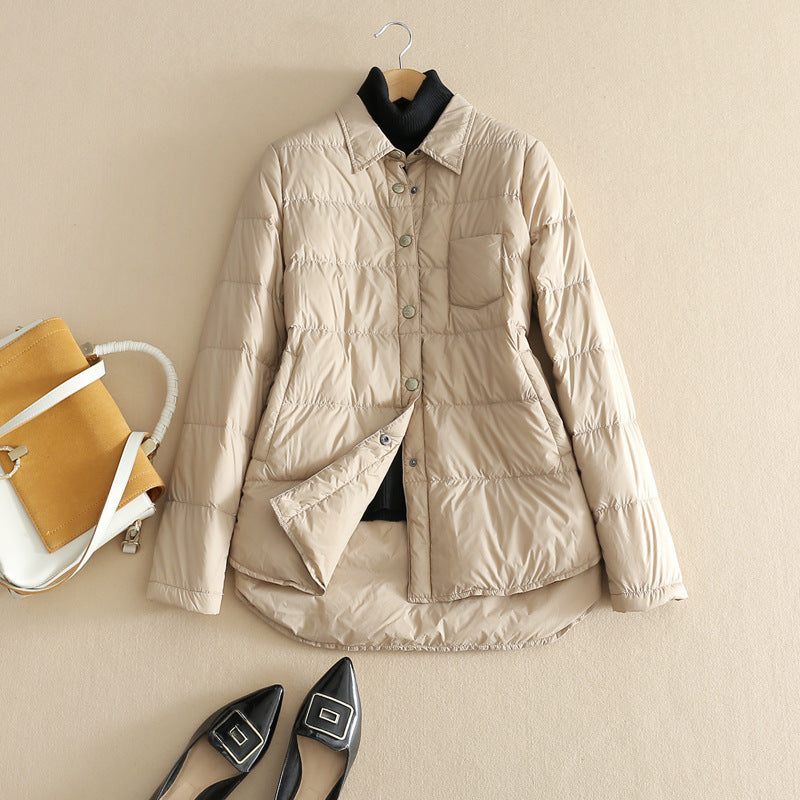 Women Winter Coats Puffer Jacket Down Coat Light Down White Duck Down Shirt Longer In The Rear