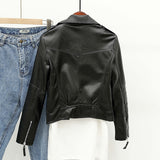 Women PU Leather Jacket Biker Motorcycle Coat Female Short Spring and Autumn Slim Fit Motorcycle Clothing