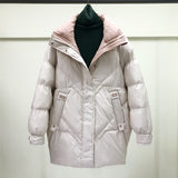 Women Winter Coats Puffer Jacket Down Coat Stand Collar White Duck Down Warm Coat Female Color Matching Down Jacket