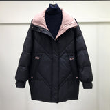 Women Winter Coats Puffer Jacket Down Coat Stand Collar White Duck Down Warm Coat Female Color Matching Down Jacket