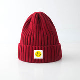 Toboggan Hat Women's Autumn and Winter Smiley Face Knitted Casual Ear Protection Beanie Hat