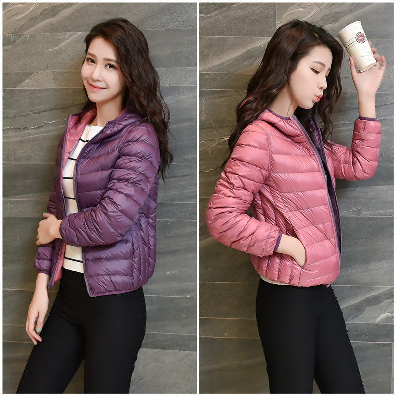 Women Winter Coats Puffer Jacket Down Coat Autumn and Winter Double-Sided Hooded Lightweight Down Jacket Coat