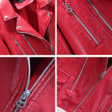 Women PU Leather Jacket Biker Motorcycle Coat Autumn Clothes Slimming Zipper Decorations Short