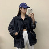 90S Fashion Denim Jacket Female Spring and Autumn Student Retro Long-Sleeved Top Female