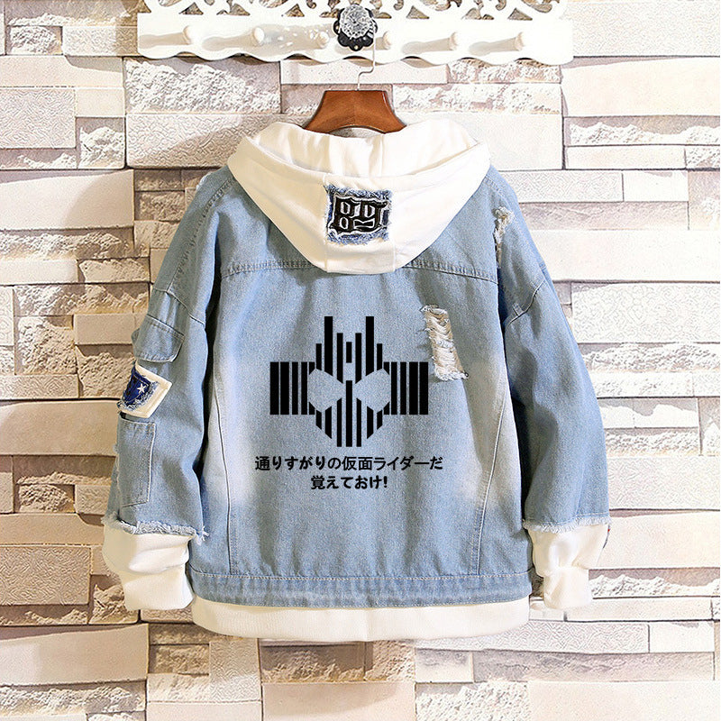 Comic Denim Jacket Anime Knight Coat Jacket Men and Women