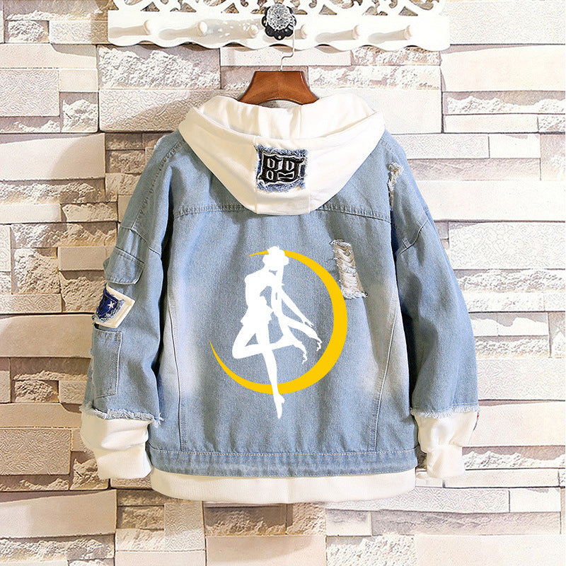 Comic Denim Jacket Anime Clothes Men's Sweater Denim Jacket