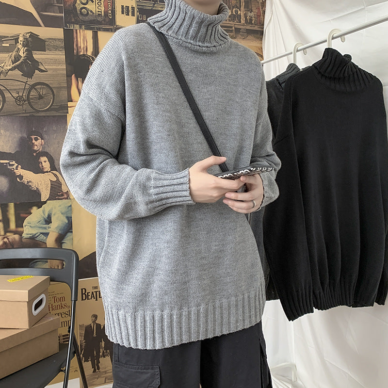 Men Turtleneck Sweater Autumn and Winter Men's Sweater Half Turtleneck Knitted Solid Color