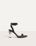 Nude Block Heels Women's Shoes Black Transparent Thick High Heel Buckle Sandals