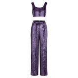 Women Spring Dress Fall High Waist Velvet Suit Split Sleeveless Vest Two-Piece Set