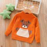 Boys Sweater Kids Cartoon Cute Knitting Sweater Baby Color-Block Crew Neck Kids' Sweater